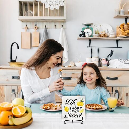 Kqfdr Lemon Kitchen Decor - Lemon Decorations for Kitchen - Rustic Farmhouse Wooden Sign with Stand for Home Office Table Shelf -A01 in Saudi Arabia