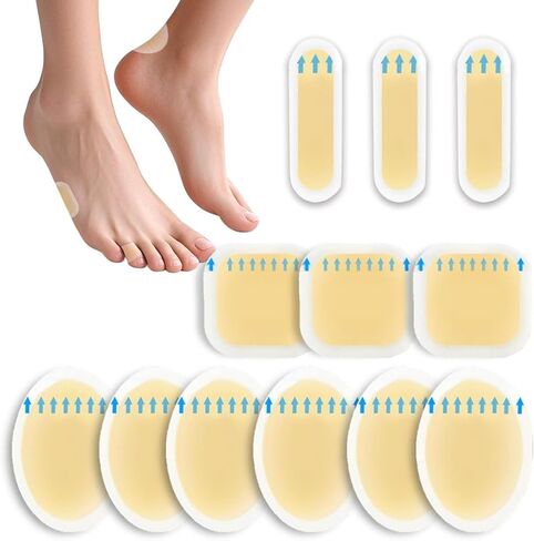 Blister Bandages for Feet - 12Pcs Hydrocolloid Bandages,Heels & Toes - Heel Blister Prevention & Recovery, Hydrocolloid Blister - Blister Pads Prevention in Saudi Arabia