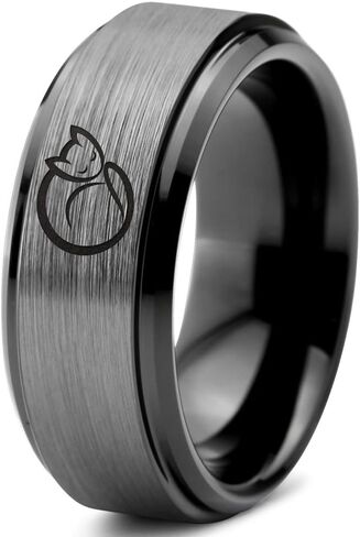 Cat Love Cats Lover Kitten Kitty Feline Ring - Tungsten Band 8mm - Men - Women - 18k Rose Gold Step Bevel Edge - Yellow - Grey - Blue - Black - Brushed - Polished - Wedding - Gift Dome Flat Cut in Saudi Arabia