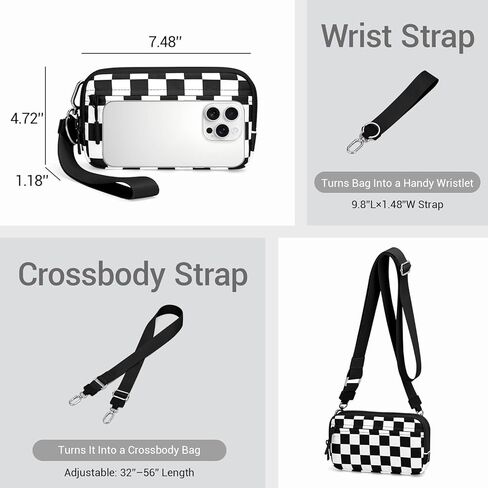 محفظة YINHEXI Crossbody للنساء، حقيبة هاتف صغيرة مربعة، محفظة كتف للسفر من النايلون للنساء in Kuwait
