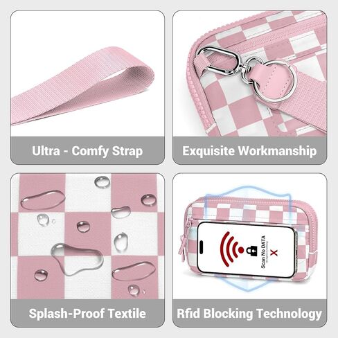 محفظة YINHEXI Crossbody للنساء، حقيبة هاتف صغيرة مربعة، محفظة كتف للسفر من النايلون للنساء in Kuwait
