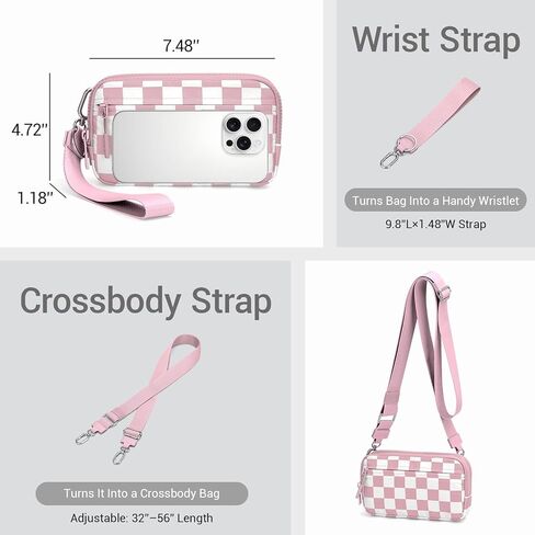 محفظة YINHEXI Crossbody للنساء، حقيبة هاتف صغيرة مربعة، محفظة كتف للسفر من النايلون للنساء in Kuwait