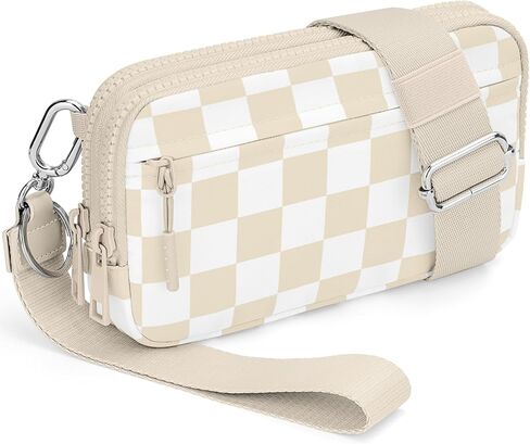 YINHEXI Crossbody Wristlet Wallet for Women, Small Checkered Phone Bag Wallet Purse, Nylon Travel Shoulder Bag for Women in Kuwait
