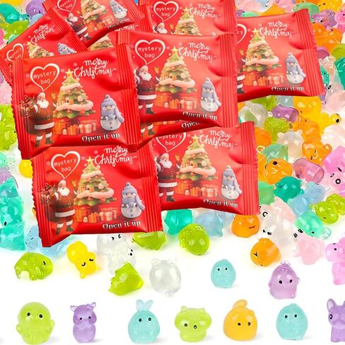 نماذج Treayes Mini Glow in The Dark Animal الراتنج، حقيبة عمياء لحيوانات الراتنج الغامضة، أشكال صغيرة مضيئة في محيط المزرعة، مصغرات حيوانات لإكسسوارات الحديقة الخيالية، تصميم عشوائي (100 قطعة) in Kuwait