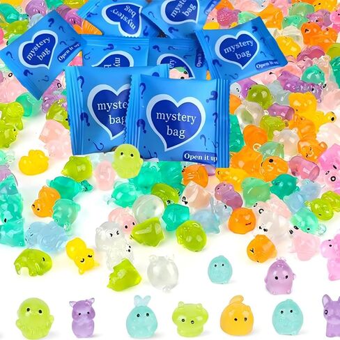 Treayes Mini Glow in The Dark Animal Resin Models, Mystery Resin Animals Blind Bag, Mini Luminous Farm Ocean Figures, Animal Miniatures for Fairy Garden Accessories, Random Design(100pcs) in Kuwait