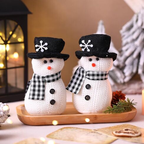 SmoothNovelty 2 Pcs Winter Snowman Plush Knit Dolls 6'' Felt Snowman Decorations with Hexagram Happy Winter Holiday Tabletop Decorations for Home Decor in Saudi Arabia