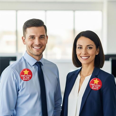 Employee of the Month Button Pin – 2.25 Inch Gold Star Professional Achievement Award Badge, Recognition Gift for Staff, Team, and Office Workers in Saudi Arabia