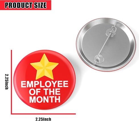 Employee of the Month Button Pin – 2.25 Inch Gold Star Professional Achievement Award Badge, Recognition Gift for Staff, Team, and Office Workers in Saudi Arabia