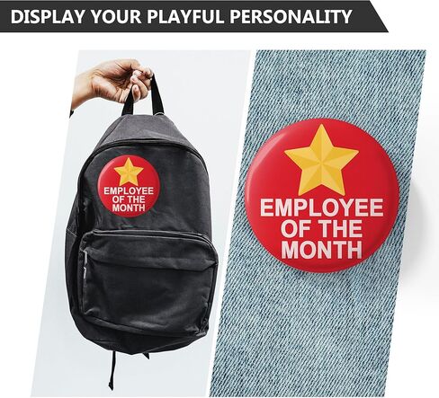 Employee of the Month Button Pin – 2.25 Inch Gold Star Professional Achievement Award Badge, Recognition Gift for Staff, Team, and Office Workers in Saudi Arabia