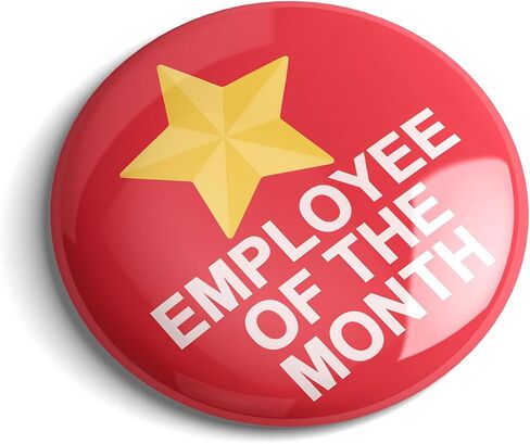 Employee of the Month Button Pin – 2.25 Inch Gold Star Professional Achievement Award Badge, Recognition Gift for Staff, Team, and Office Workers in Saudi Arabia