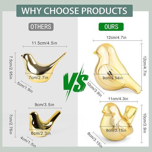 YINUOWEI Gold Birds Statues Home Decor, Modern Bird Figurines Decor, Birds Sculpture Animal Figurines for Living Room, Bedroom, Office Desktop, Book Shelf, Cabinets, Entryway in Saudi Arabia