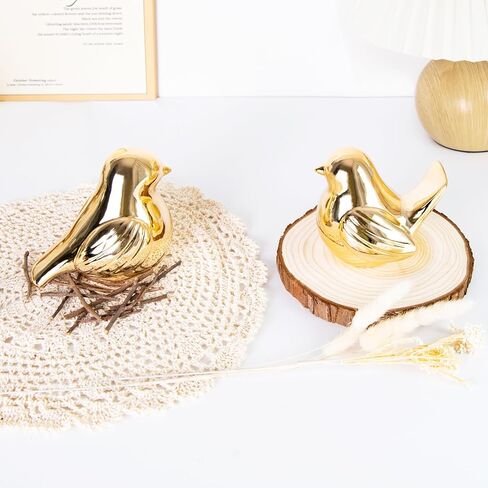 YINUOWEI Gold Birds Statues Home Decor, Modern Bird Figurines Decor, Birds Sculpture Animal Figurines for Living Room, Bedroom, Office Desktop, Book Shelf, Cabinets, Entryway in Saudi Arabia