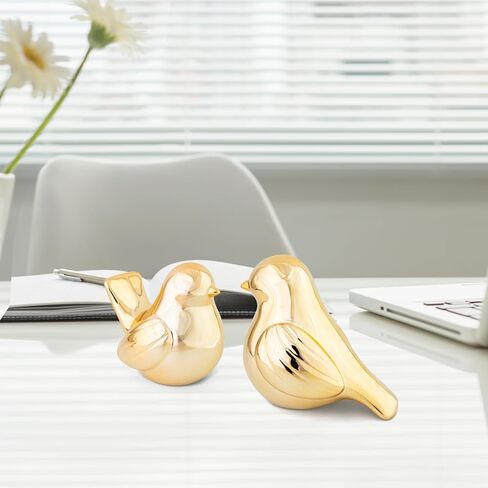 YINUOWEI Gold Birds Statues Home Decor, Modern Bird Figurines Decor, Birds Sculpture Animal Figurines for Living Room, Bedroom, Office Desktop, Book Shelf, Cabinets, Entryway in Saudi Arabia