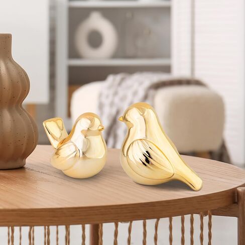 YINUOWEI Gold Birds Statues Home Decor, Modern Bird Figurines Decor, Birds Sculpture Animal Figurines for Living Room, Bedroom, Office Desktop, Book Shelf, Cabinets, Entryway in Saudi Arabia
