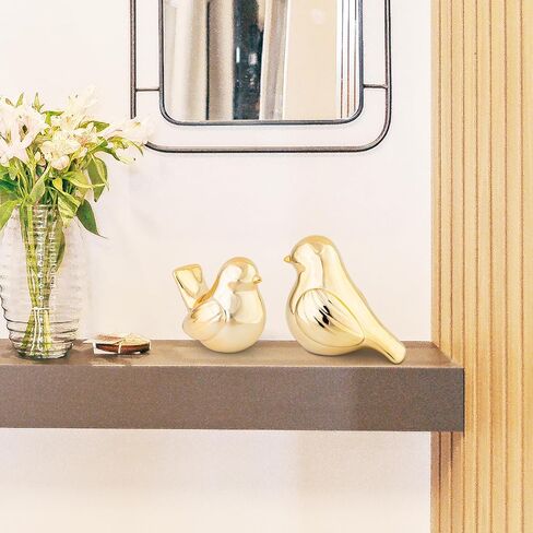 YINUOWEI Gold Birds Statues Home Decor, Modern Bird Figurines Decor, Birds Sculpture Animal Figurines for Living Room, Bedroom, Office Desktop, Book Shelf, Cabinets, Entryway in Saudi Arabia