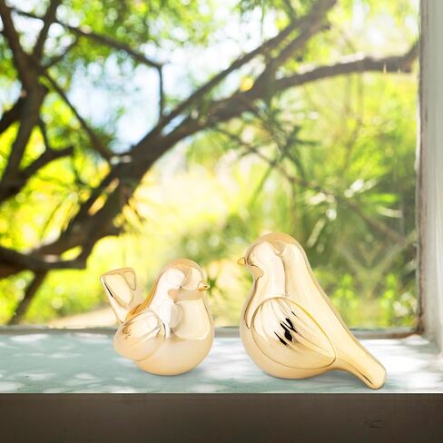 YINUOWEI Gold Birds Statues Home Decor, Modern Bird Figurines Decor, Birds Sculpture Animal Figurines for Living Room, Bedroom, Office Desktop, Book Shelf, Cabinets, Entryway in Saudi Arabia