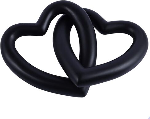 Black Heart Sculpture Decor - Resin Matte Heart Chain Link Décor Statue for Couple Gifts, Wedding, Anniversary, or Valentine’s Day - Shelf, Mantel, TV Stand, Bedroom, or Coffee Table Decor in Saudi Arabia