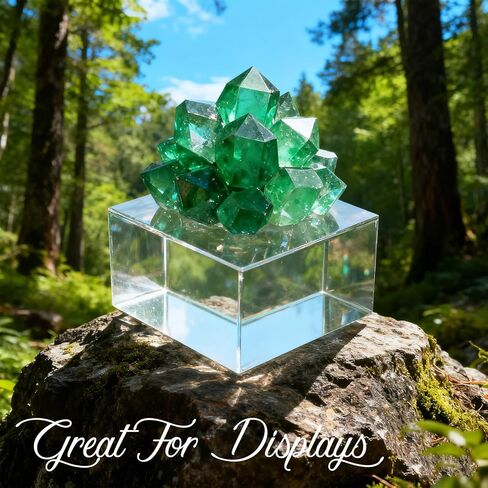 YBEATY 8PCS Acrylic Square Display Block, 2 x 2 x 1 Inch Clear Polished Cube Solid Pedestal Riser Stand Showcase Holder Base for Display Jewelry Ring Trophy Perfume Collection Photography Props in Saudi Arabia