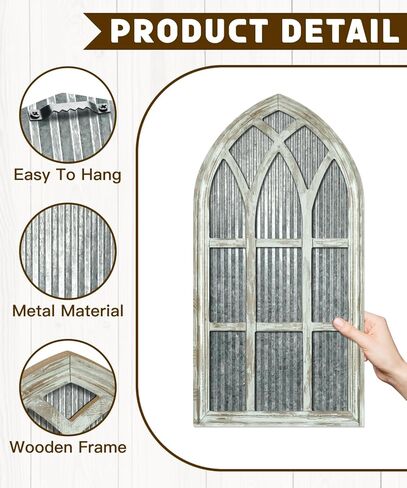 Putuo Decor Weathered White Gothic Arch Window Wall Decor, Rustic Cathedral Frame for Farmhouse Living Room Hallway in Saudi Arabia