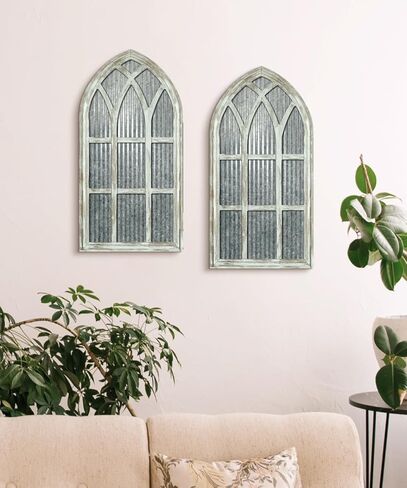 Putuo Decor Weathered White Gothic Arch Window Wall Decor, Rustic Cathedral Frame for Farmhouse Living Room Hallway in Saudi Arabia