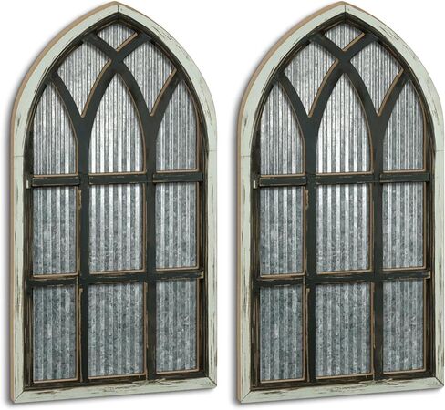 Putuo Decor Weathered White Gothic Arch Window Wall Decor, Rustic Cathedral Frame for Farmhouse Living Room Hallway in Saudi Arabia