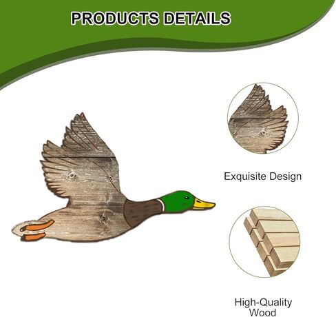 3Pcs Duck Hunting Wall Decor, Wooden Flying Ducks Decor Rustic Farmhouse Art Signs Natural Aesthetic for Bedroom Classroom Nursery Living Room Hanging Decorations in Saudi Arabia