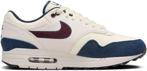 حذاء Nike Air Max 1 للرجال من حليب جوز الهند/كحلي أرموري/بني أوريوود فاتح/بورجوندي كراش مقاس 9 in Saudi Arabia
