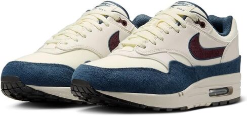 حذاء Nike Air Max 1 للرجال من حليب جوز الهند/كحلي أرموري/بني أوريوود فاتح/بورجوندي كراش مقاس 9 in Saudi Arabia