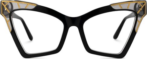 Zeelool Trendy Acetate Oversized Cat Eye Glasses Frame with Non-prescription Clear Lens for Women Katiee ZJGA595019 in Saudi Arabia