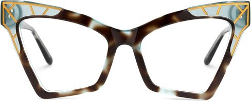 Zeelool Trendy Acetate Oversized Cat Eye Glasses Frame with Non-prescription Clear Lens for Women Katiee ZJGA595019 in Saudi Arabia