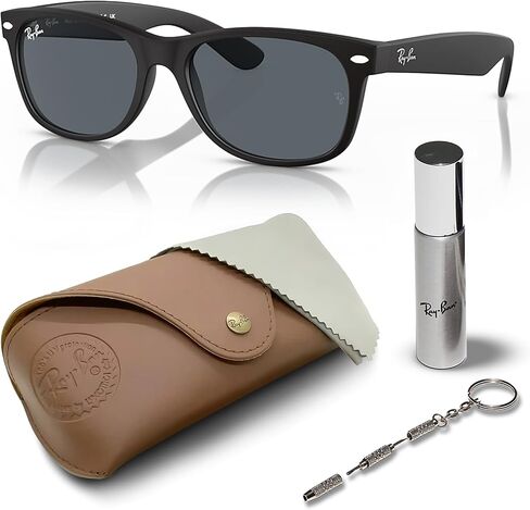 Ray-Ban RB2132 NEW WAYFARER CLASSIC Square Shaped Non-Polarized Sunglasses for Men – Includes Official RAYBAN Eyewear Kit – Ideal Formal & Casual Wear Sunglasses – Blue Lens in Saudi Arabia