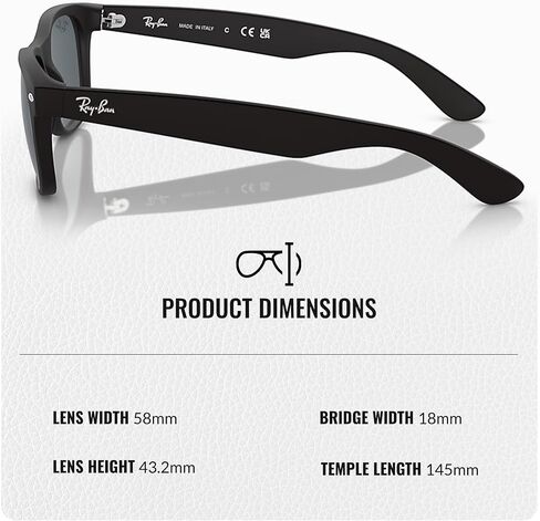 نظارات شمسية Ray-Ban RB2132 NEW WAYFARER CLASSIC مربعة الشكل غير مستقطبة للرجال - تتضمن مجموعة نظارات RAYBAN الرسمية - نظارات شمسية مثالية للارتداء الرسمي والعادي - عدسة زرقاء in Kuwait