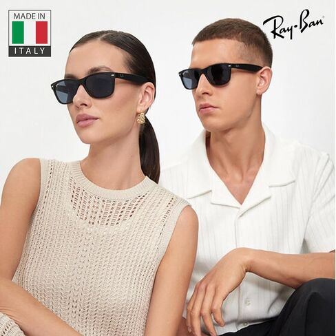 نظارات شمسية Ray-Ban RB2132 NEW WAYFARER CLASSIC مربعة الشكل غير مستقطبة للرجال - تتضمن مجموعة نظارات RAYBAN الرسمية - نظارات شمسية مثالية للارتداء الرسمي والعادي - عدسة زرقاء in Kuwait