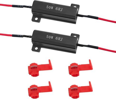4pcs 50w 6ohm مقاومات التحميل إشارة LED ، مجموعة مقاوم تحميل LED لإصلاح المصباح LED Fast Hyper Flash إشارة خطأ وميض رمز (Amber) in Kuwait