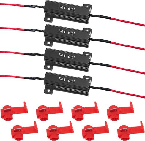 4pcs 50w 6ohm مقاومات التحميل إشارة LED ، مجموعة مقاوم تحميل LED لإصلاح المصباح LED Fast Hyper Flash إشارة خطأ وميض رمز (Amber) in Kuwait