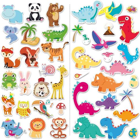 Window Clings Stickers for Kids Window Gel Clings Decals Thick Gel Clings Toddlers and Adults Classroom Home Nursery Airplane Birthday Party Supplies (Jungle Animals+Dinosaur) in Saudi Arabia