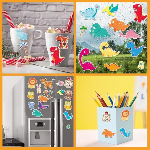 Window Clings Stickers for Kids Window Gel Clings Decals Thick Gel Clings Toddlers and Adults Classroom Home Nursery Airplane Birthday Party Supplies (Jungle Animals+Dinosaur) in Saudi Arabia