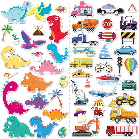 Window Clings Stickers for Kids Window Gel Clings Decals Thick Gel Clings Toddlers and Adults Classroom Home Nursery Airplane Birthday Party Supplies (Jungle Animals+Dinosaur) in Saudi Arabia