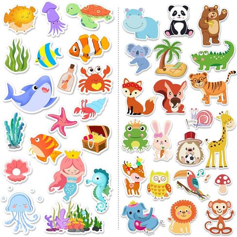 Window Clings Stickers for Kids Window Gel Clings Decals Thick Gel Clings Toddlers and Adults Classroom Home Nursery Airplane Birthday Party Supplies (Jungle Animals+Dinosaur) in Saudi Arabia