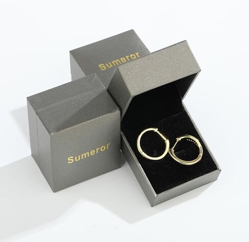 Sumeror أقراط كريستال مطلية بالذهب 18 قيراط، تصميم بيضاوي الشكل مع أحجار مجموعة القنوات، 19.3 مم × 20 مم أقراط متدلية أنيقة للنساء in Saudi Arabia