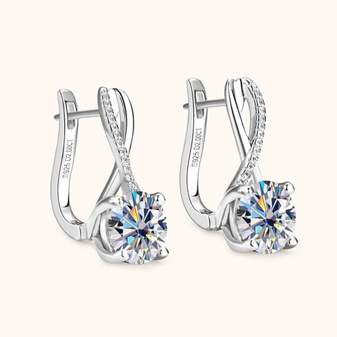 14K Gold Over S925 Sterling Silver 2ct D-color VVS1 Diamond Hoop Earrings for Women,Ideal Present for Special Occasions in Saudi Arabia