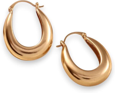 FQ Jewels Chunky Hoop Earrings for Women Gold Tone Lightweight Hoop Earrings Everyday Fashion Jewelry Brass Hoops Gift for Her Trendy Statement Earrings in Saudi Arabia