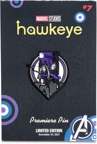 Marvel Studios Hawkeye إصدار محدود من العرض الأول | إكسسوارات شارة بروش معدنية لحقيبة الظهر والملابس والقبعات | هدايا ومقتنيات الكتاب الهزلي للأبطال الخارقين من MCU in Saudi Arabia