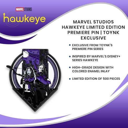 Marvel Studios Hawkeye إصدار محدود من العرض الأول | إكسسوارات شارة بروش معدنية لحقيبة الظهر والملابس والقبعات | هدايا ومقتنيات الكتاب الهزلي للأبطال الخارقين من MCU in Saudi Arabia