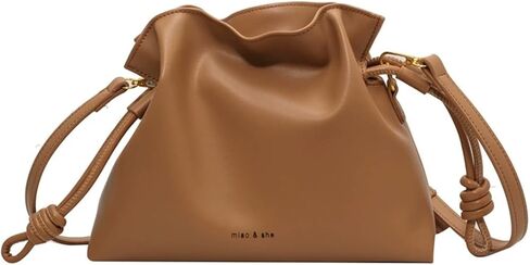 Women's Cloud Drawstring Bucket Bag, Fashionable Minimalist Handbags Versatile PU Leather Crossbody Shoulder Hobo Purse in Saudi Arabia