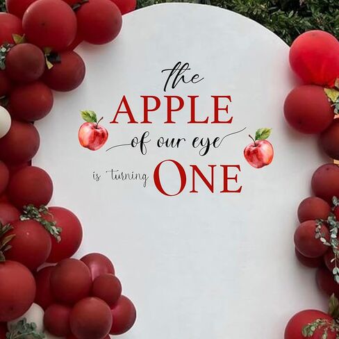 GIOGUK The Apple of Our Eye is Turning One Decal - First Birthday Party Decoration Supplies Wall Stickers, Apple Themed Baby Shower Milestone Wall Decal, Apple Sign Balloon Arch Decoration Stickers in Saudi Arabia