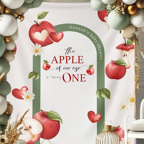 GIOGUK The Apple of Our Eye is Turning One Decal - First Birthday Party Decoration Supplies Wall Stickers, Apple Themed Baby Shower Milestone Wall Decal, Apple Sign Balloon Arch Decoration Stickers in Saudi Arabia