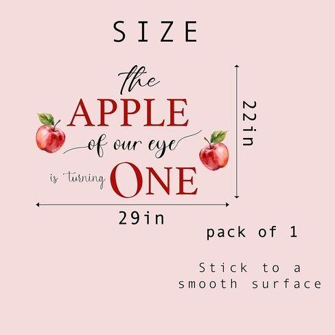 GIOGUK The Apple of Our Eye is Turning One Decal - First Birthday Party Decoration Supplies Wall Stickers, Apple Themed Baby Shower Milestone Wall Decal, Apple Sign Balloon Arch Decoration Stickers in Saudi Arabia
