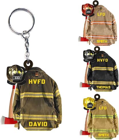 NAZENTI Custom Firefighter Keychain, Personalized Firefighter Gifts For Men, Fireman Keychain, Custom Personalized Keychain in Saudi Arabia