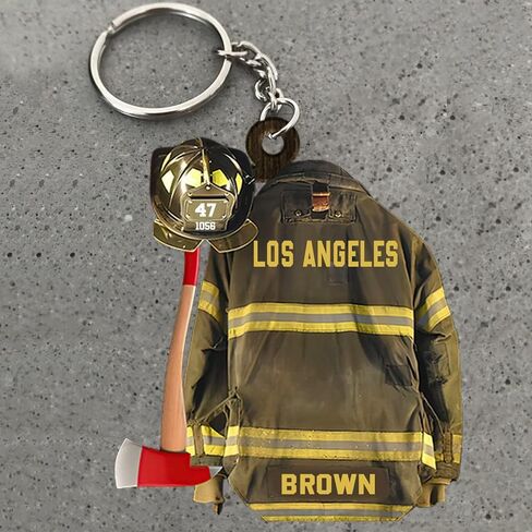 NAZENTI Custom Firefighter Keychain, Personalized Firefighter Gifts For Men, Fireman Keychain, Custom Personalized Keychain in Saudi Arabia